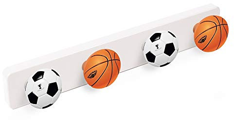 POIGNÉELINE Portemanteau Patère Mur résine ABS Boutons Balle Sports Football BASQUET 410x60MM