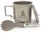 OUTDOOR NINJA Taza de titanio de 420 ml, para exteriores, vajilla de camping, taza de titanio con tapa y cuchara, el peso ligero perfecto para la cocina de camping