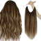 Easyouth Draht Extensions Echthaar Balayage Haarteil Extensions mit Draht Remy Wire on Extension Echthaar Mittelbraune Mischung Hellblond Mit Mittelbraun 45 cm 80g #4/27/4