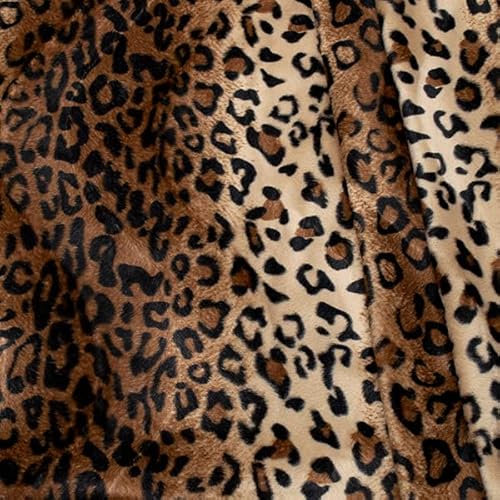 Leopard 2 Tierfellimitat Velboa Stoff Meterware Braun-Beige