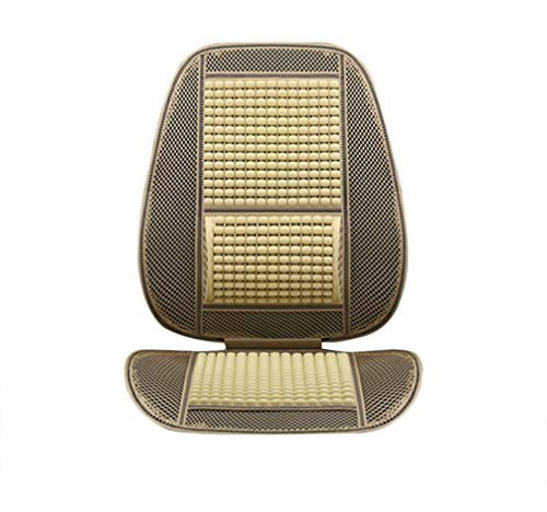 BESPORTBLE Auto Sitzauflagen Vordersitz Auflage Universal Holzperlen Autositz Unterlage Sitzauflage Sommer Massage Sitzkissen Rückenstütze Atmungsaktiv Bequem Auto Zubehör Beige