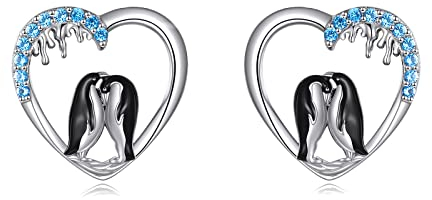 Pinguin Ohrringe 925 Sterling Silber Glück Niedlich Tier Pinguin Ohrstecker Schmuck Geschenke für Damen Ehefrau Freunde Schwester Freundin Paar Mädchen Liebhaber (Pinguin)