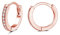 PRETTERY Rose Gold Plated Hoops Earrings for Women, Hypoallergenic 925 Sterling Silver Hoops Earrings with 5A Cubic Zirconia, 13mm Small Round Circle Huggie Hinged Hoop Sleeper Earrings