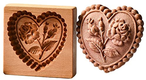 Hölzerne Keksform Ausstecher,Lebkuchen-Plätzchenform,3D Press-Stempel Lebkuchenform,lustige hölzerne Keksformen zum Backen für Prägung Handwerk schmücken Backen DIY Werkzeug (Liebe)