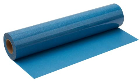 FANSGUAR Blue Glitter HTV Roll -12x10ft Iron on Heat Transfer Vinyl for DIY Shirts Gifts