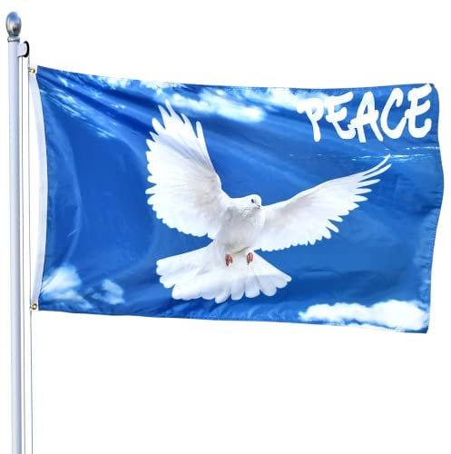 Bandiera Pace 90 X150cm, Bandiera Della Pace, Pace Bandiera, Bandiera Pace Grande, Bandiera Pace Esterno, Polyester, Ideale per Raduni, Eventi, Marce,Decorazione per Interni ed Esterni