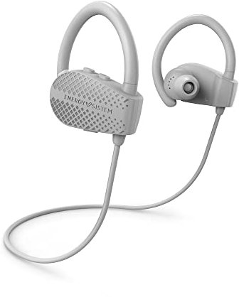 Energy Sistem Earphones Bluetooth Sport 1+ Grey (Auricular Deportivo Bluetooth 5.1, Control por Voz Voice Assistant, Sistema de sujeción Secure-fit, Resistentes al Sudor)-Gris