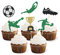 24 Stück Glitzer Fussball Cupcake Topper, Tortendeko Fussball für Fussball Geburtstag Deko, Fußball Fan Party, Kinder Party Dekoration, Tortendeko Geburtstag Junge