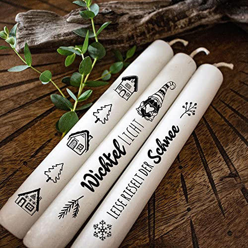 Kerzensticker Kerzentattoos Tattoofolie Weihnachten Lebkuchen Wichtel Häuser für Kerzen oder Keramik A4 Bogen DIY Stickerbogen für bis zu 40 Kerzen kst34 ilka parey wandtattoo-welt®