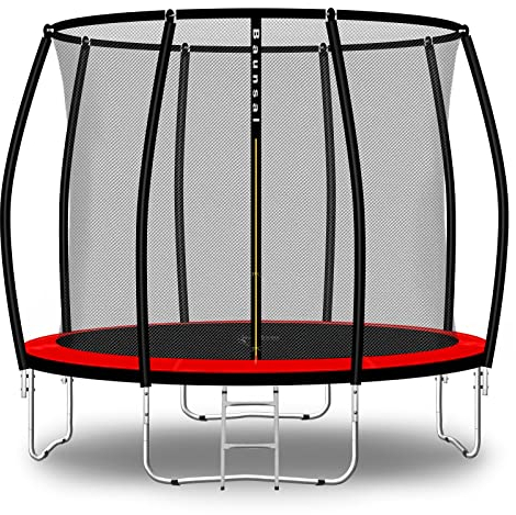Baunsal® Trampolin Outdoor Ø 366 cm (FGIS) rot-schwarz als Komplettset Gartenspielzeug Kindertrampolin Gartentrampolin rund Garten Spielzeug für Kinder