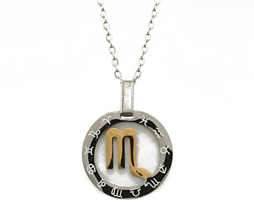 Bungsa Skorpion - Sternzeichen Kette Halskette mit Amulett-Anhänger Tierkreiszeichen aus Edelstahl Unisex