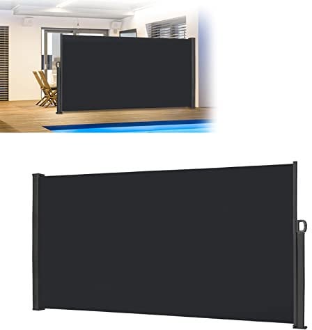 JOIEYOU Tenda da sole laterale allungabile, opaca, verticale, per esterni, frangivista, separatore spazio, tenda parasole laterale, per balcone e terrazza, 180 x 300 cm, antracite