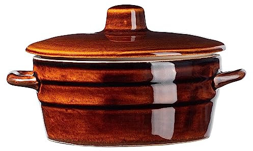 KADAX Steinzeugtopf, Keramiktopf mit Seitengriffen und Deckel, Spülmaschinenfester Steinguttopf, handgemachter Gärtopf aus Keramik, Einlegtopf für Gurken (1L)