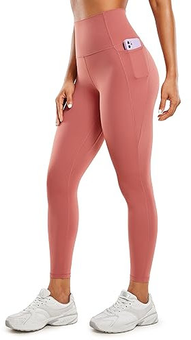 CRZ YOGA Femmes Butterluxe Entraînement Leggings 64cm - Taille Haute Leggings avec Poches La Rose Sauvage 42