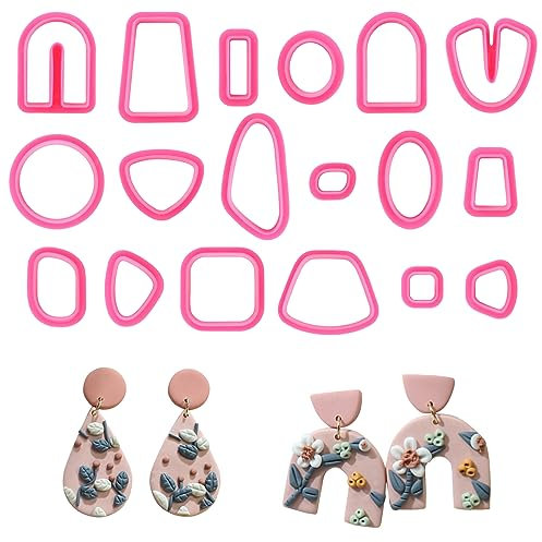 URROMA Lot de 18 emporte-pièces géométriques en argile polymère pour boucles d'oreilles, fabrication de bijoux