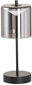 easy! BY FHL Kabellose Tageslicht Tischlampe RIVA mit Touchdimmer - Schwarz/Rauchglas - Höhe 34,5cm
