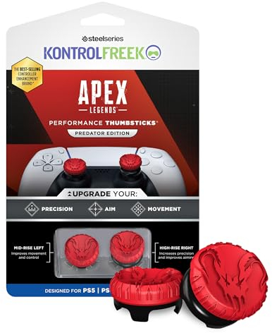 KontrolFreek Apex Legends: Predator Edition Performance Thumbsticks für Playstation 4 (PS4) und Playstation 5 (PS5) Controller | 1 High-Rise, 1 Mid-Rise, Concave | Rot/Schwarz