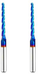 Ruhitools CNC-Fräser-Bits, Kugelnase, 0,3 cm Schnittdurchmesser, 2D- und 3D-Schnitzerei, 1,0 Grad, Nanoblaue Beschichtung, UpCut mit 0,3 cm x 3,8 cm x 0,6 cm Schaft, 1/4 Zoll, T3220BC