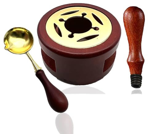 ieron Wax Seal Warmer and Spoon Kit, 1 Set Wax Seal Warmer Melting Spoon Wax Seal Stamp Handle Melt Stove Pot Furnace Tool for Melting Wax Sealing Beads, Dark Red