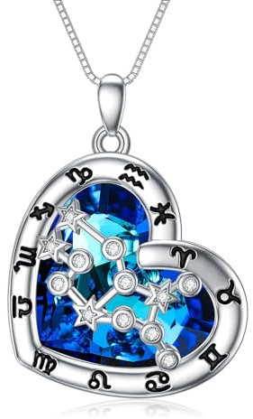 enjoylifecreative Damen Jungfrau Sternzeichen Halskette Sterlingsilber Virgo Sternbilder Stern Kristall Anhänger Kette Horoskop Astrologie Geburtstag Schmuck Geschenke für Frauen Mädchen