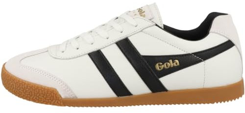 Gola Unisex Harrier Leather Sneaker, White/Black/Black, 48 EU