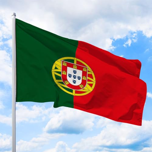Portugal Flagge 250 x 150 cm - für Fahnenmast, Portugalfahne aus reißfestem Fahnen-Polyester-Stoff, Hissfahne Quer wetterfest und UV-beständig