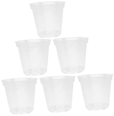 DIKACA 6 Stück Transparente Blumentöpfe Aus Kunststoff Gartentöpfe Orchideen Übertopf Orchideen Töpfe Garten Blumentopf Kinderzimmer Pflanztöpfe Kleine Orchideen Topf Töpfe Mit
