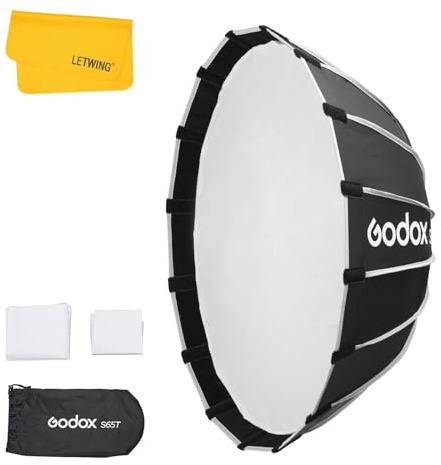 Godox S65T 65cm Umbrella Softbox, Bowens Mount mit Diffusor Portable Quick Release Softbox für Godox MS300-V SK400II-V DP400III-V SL60IID SL60IIBi SL100 AD400Pro etc Dauerlicht Blitzgerät