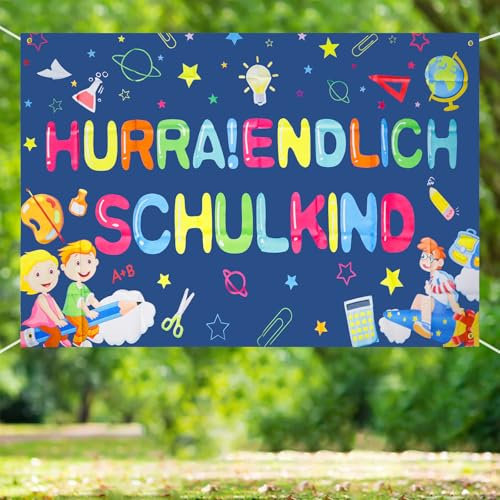 Einschulung Deko Banner, Alles Gute Zum Schulanfang Banner Deko (Blau)