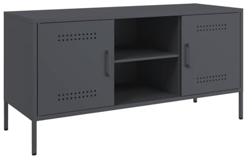 vidaXL Meuble TV Anthracite 100,5x39x50,5 cm Acier, Support TV, Buffet TV, Meuble multimédia, Banc TV, Armoire HiFi, Centre de Divertissement