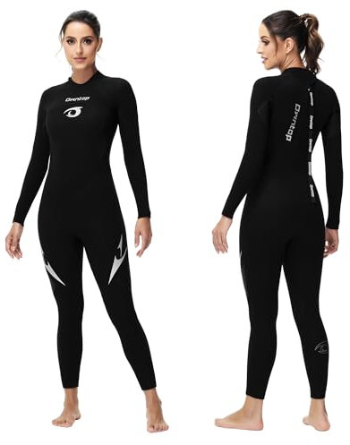 Owntop 5mm Neoprenanzüge für Männer Frauen - Rückenreißverschluss Neopren Tauchanzug, Erwachsene Ganzkörper-Nassanzüge, Thermischer Flexibler Tauchhaut Kaltwasser Tauchen Surfen, Damen Schwarz S