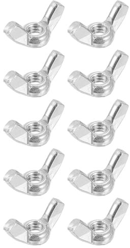 sourcing map #10-24 Wing Nut 10 Pcs, Carbon Steel Butterfly Wing Nuts Fasteners Parts Hand Twist Tighten Wing Nuts for Machinery Electronic Equipment DIY, White