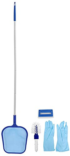 Kit de Limpieza de Piscinas, Equipo de Limpieza de Piscinas, Material de Goma de Esponja de aleación de Aluminio de plástico con Guantes de Cepillo de Esponja de Red desnatadora