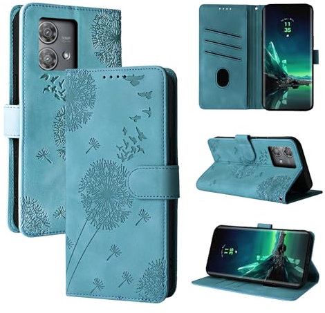 Rostsant Coque Motorola Edge 40 Neo Pissenlit Housse en Cuir PU Motorola Edge 40 Neo Étui à Fermeture Magnétique Portefeuille Étui à Rabat pour Motorola Edge 40 Neo Bleu