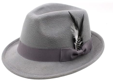 Trachtenhut Herren Oktoberfest Accessoires Filzhut Wanderhut Tiroler Hut Party Bayerischer Grau Fedora mit Federn Trachten Hüte für Karneval Fasching Volksfest Bayern Oktoberfest Herren Outfit