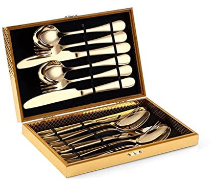 UHJKLA Ensemble de Couverts avancés avec Couteau, Fourchette et cuillère, Fourchette à dîner en Acier Inoxydable, Couverts argentés pour décoration de fête d