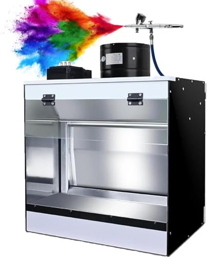 Table De Travail De Cabine D'AéRographe, Cabine De PulvéRisation AéRographe à Rideau D'Eau, Cabine De Peinture Pour AéRographe Avec LumièRes Led Filtrantes Pour ModèLe, Chaussures,50*50*40cm