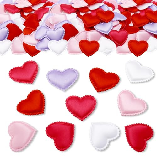 ParPix 100 Stück Bunt Schwamm Herz Konfetti, Groß 3,5cm Streudeko für Hochzeit, Valentinstag Tischdeko, Stoff Herzen Confetti, Streudeko für Heiratsantrag Geburtstag