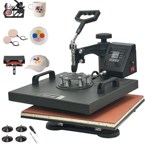 otmechl Transferpresse Hitzepresse 30x38cm Textilpresse 5 in 1 T-Shirt Heat Press 360 Grad Schwenkbar DIY Mulitifunktional Heißpresse Maschine Sublimation Wärmepresse mit Doppelte Digitalanzeige