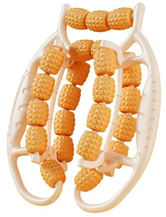 FashionCha Rouleau de Jambe pour Massage de 23 Roues pour et Le Fitness, Rouleau Des Jambes, Accessoires de Massage Manuel, Rouleau Musculaire Des Tissus Profonds, Orange