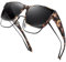 URUMQI Überzieh Sonnenbrille über Normale Brille, Polarisiert Überbrille Sonnenbrille für Brillenträger Damen Herren, Fit over Sunglasses mit UV400 Schutz für Fahren, Angeln Beige Schildpatt Rahmen