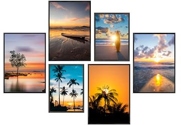 Wackadoo Bilderrahmen Set 6er 4 St. A4 21x29,7 (DIN A4), 2 St. 15x20 cm mit echten Glasscheiben, verschiedene Größen schwarz, photo frame Poster