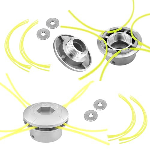 2 Pieza Cabezal Desbrozadora Universal, ZoneYan Cabezal de Corte de Césped de Aluminio, Cortador de Cabeza de Aluminio Césped, con 16 pcs Línea de Césped