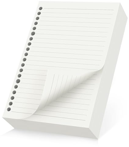Yarotm Nachfüllpapier A5 Liniert - 14x21cm 100GSM Refill Paper für Ring Binder Notizbuch - 180 Blatt Nachfüllbare Liniertes Papier - 20 Loch Loseblattpapier Note-taking - A5 Ringbuch Einlagen