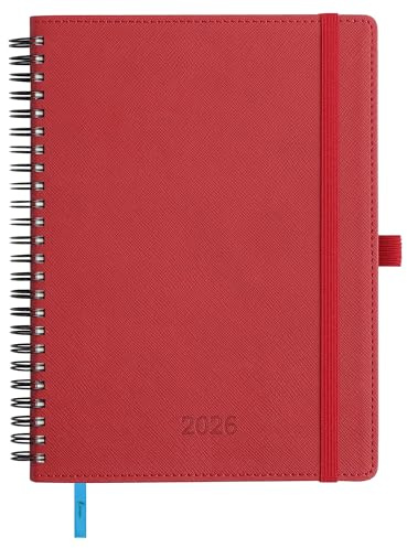 IN-LUXPRO Kalender 2026 Buchkalender Horizontal Spiralbindung PU-Hülle