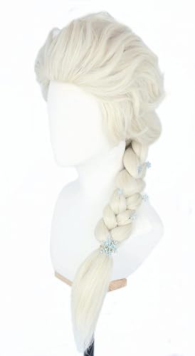 CGVG Blonde Prinzessin Cosplay Perücke für Damen Kinder Mädchen Lange Geflochten Cosplay Perücke Zopf Perücke für Halloween Karneval Kostüm Party (Blond)