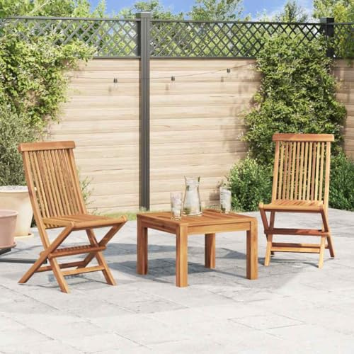 HaoChrymec Klappbare Gartenstühle 2 STK. aus Teakholz, Massivholz, Komfortable Sitzposition, Gartenstuhl Klappbar, Balkonstühle, Terrasse, 47 x 60 x 89 cm