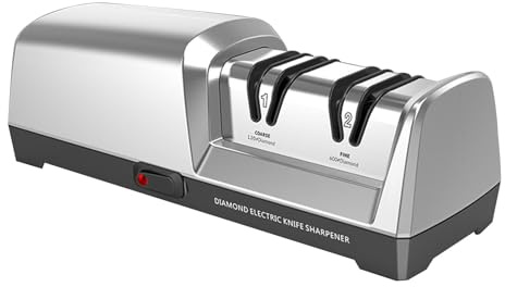 Walmeck Affittatore di Coltello Elettrico a 2 Stadi per Affilatura e Lucidatura del Coltello da, con Bordo Dritto a 20 Gradi, Adatto Al Coltello da Chef, Coltello in Ceramica e Altro (Plug 220v)