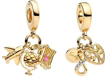 Vegaine Gold Charms für Armbänder Familie Herz Charm Valentinstag Schmuck Geschenke für Damen