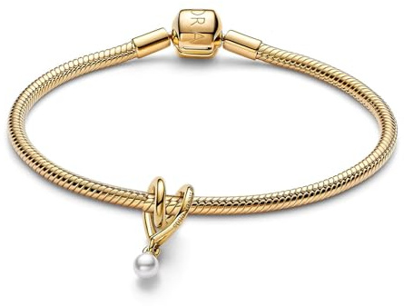 PANDORA Starter-Set Damenarmband Goldfarben Gewickeltes Herz 21118 | edles Schmuck-Set mit Armband und Charm für Frauen, Herz-Schmuck, Romantische Geschenkidee